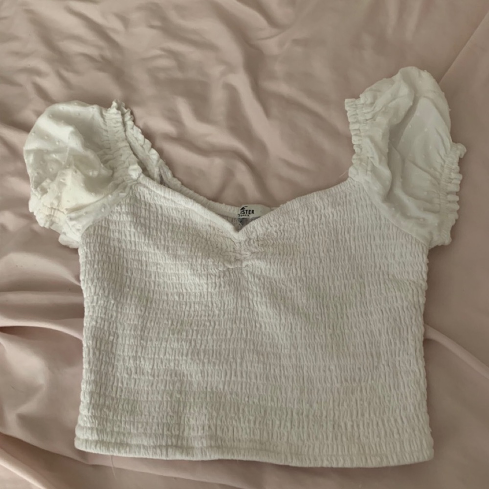 Hollister White Patterned Crop Top